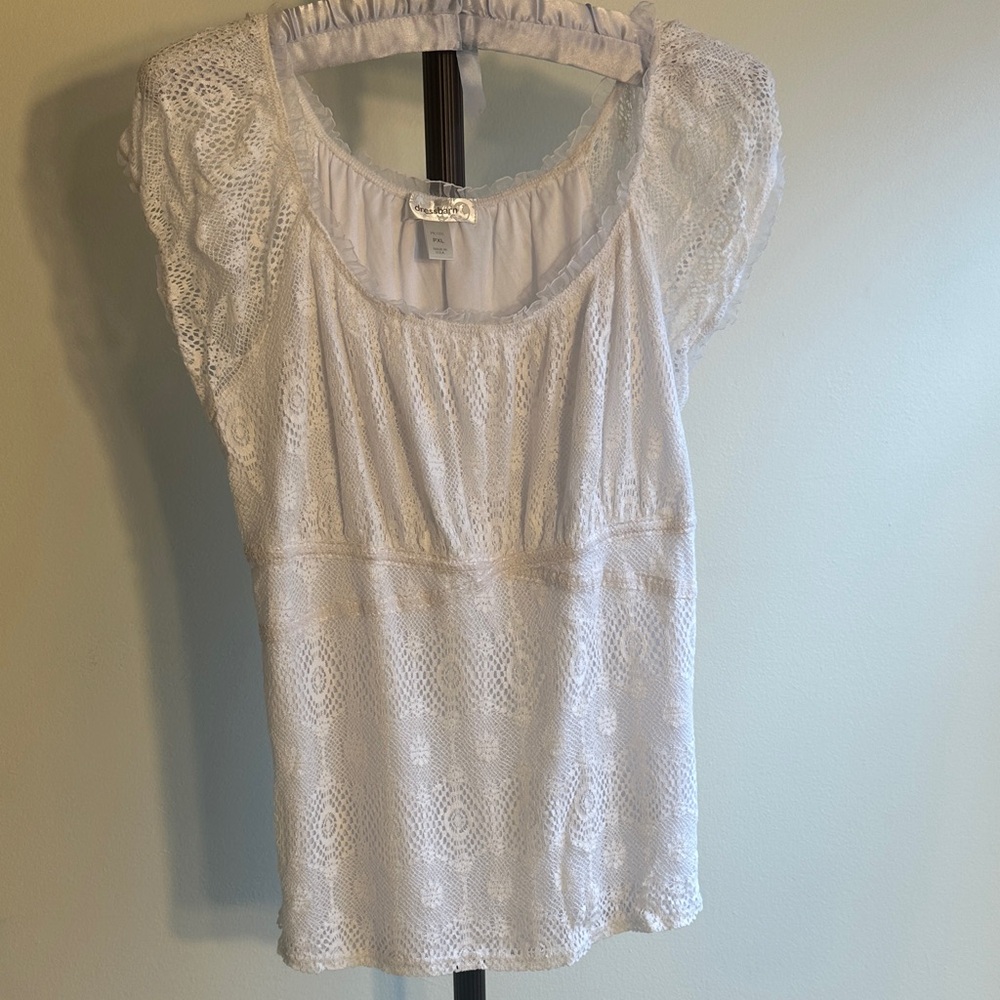 Dress barn white lace shirt PXL